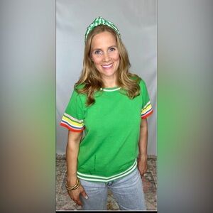 THML: Striped Short-Sleeve Sweater Size XS (Boutique)